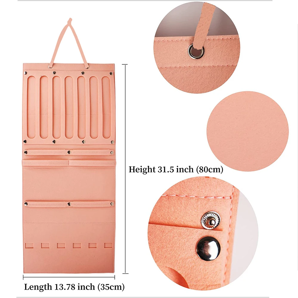 Hanging Hair Claws Clip Storage Pink Organizer for Women Girls Felt  Headbands Display Hairpin Sunglasses Accessories Holder Bag