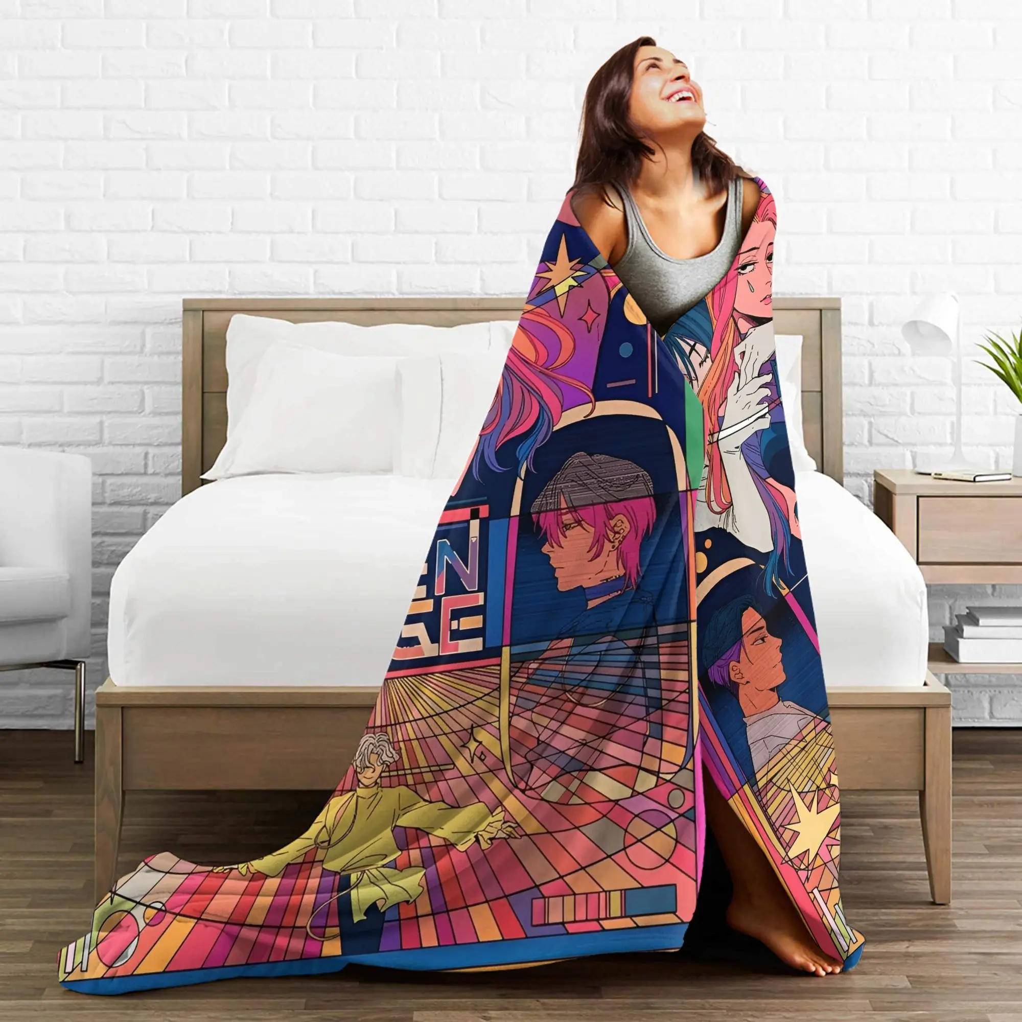 أنيمي الغريبة المرحلة بطانية طائرة السفر الفانيلا رمي بطانية للمنزل ديكور سوبر دافئ مخصص المفرش هدية فكرة