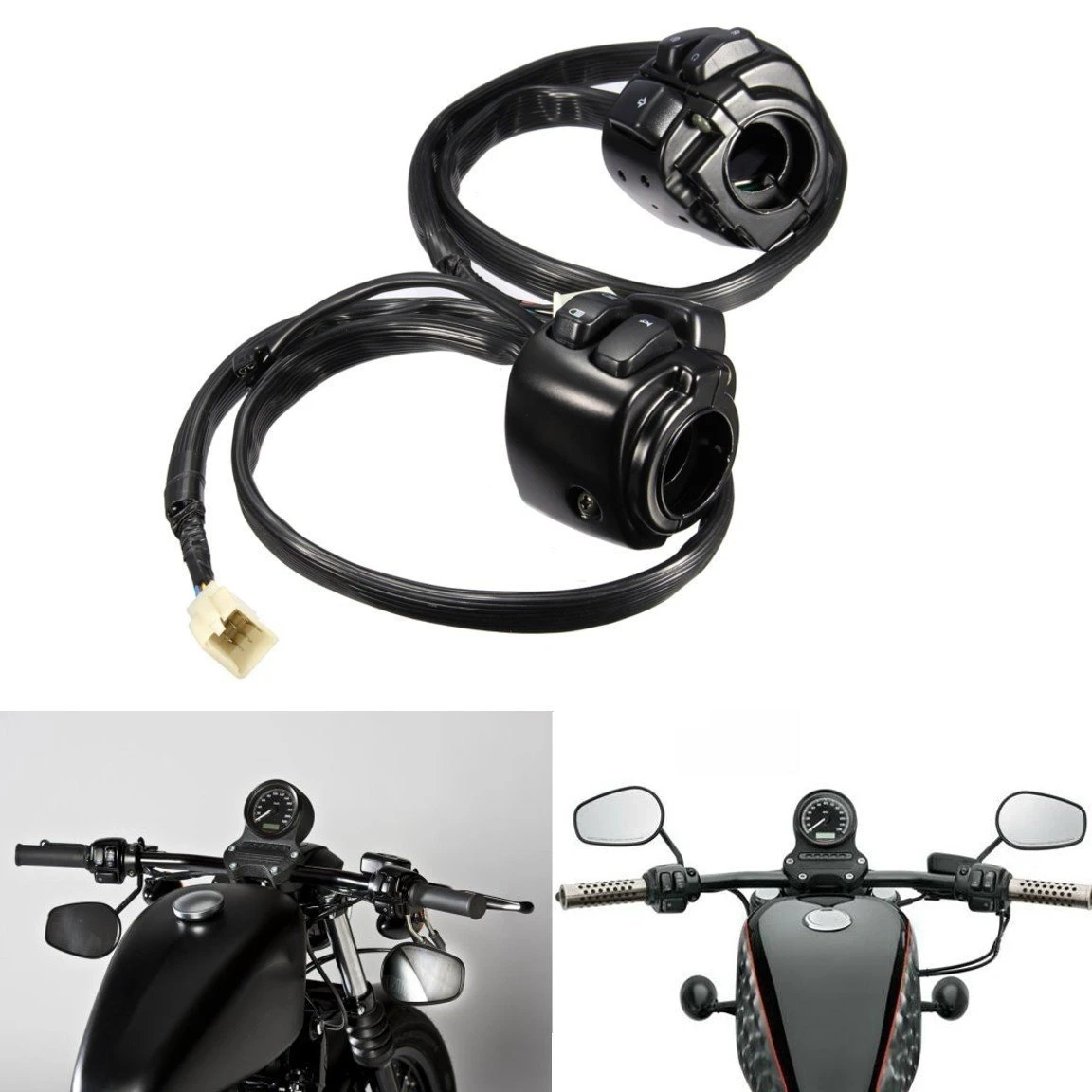 

1 Pair Motorcycle Handlebar Control Lights Switch (25Mm) With Wiring Harness For