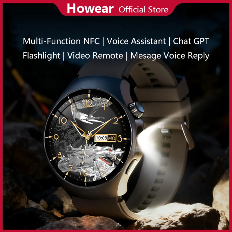 

Smartwatch Smart Watch with Flashlight Voice Massage Reply Howear HW8 Pro+ NFC Sport Bluetooth Call Music Short Video Control