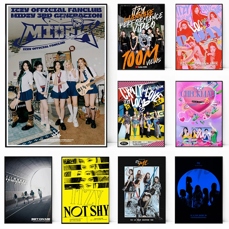 K-pop Girl Group Idol ITZY KILL MY DOUBT Music Poster Canvas Painting poster  Wall  Art Decor Pictures For Home Room Decoration