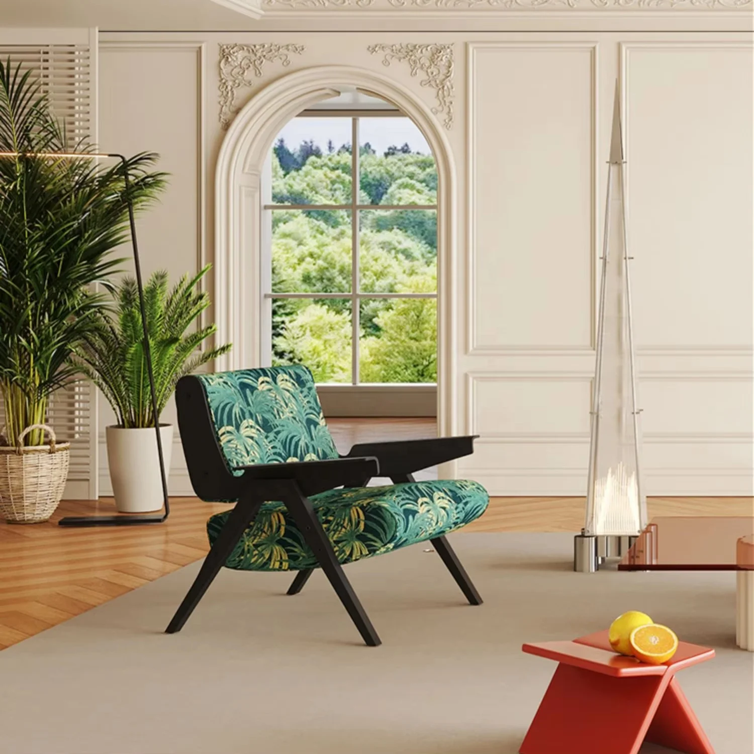 

#French Vintage Single Sofa Chair Living Room Italian Minimalist Solid Wood Lounge Chair