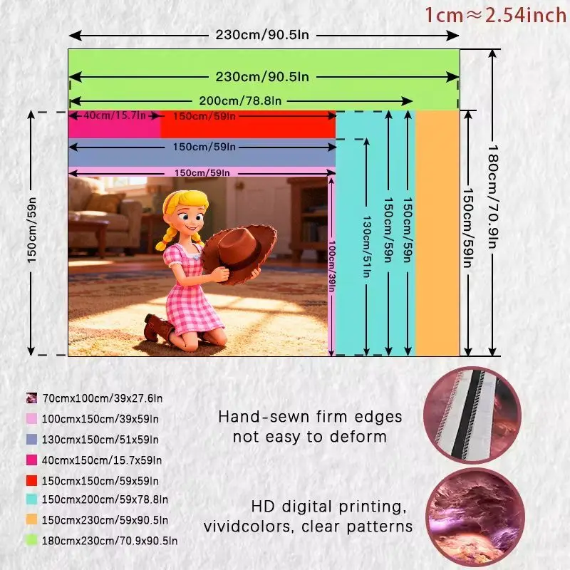 1 Buah Tapestry Gaun Kotak-kotak Merah Muda Bo Peep Toy Story, Dekorasi Seni Dinding Kartun Kawaii, Selimut Poliester untuk Kamar Tidur Ruang Tamu Anak-anak G