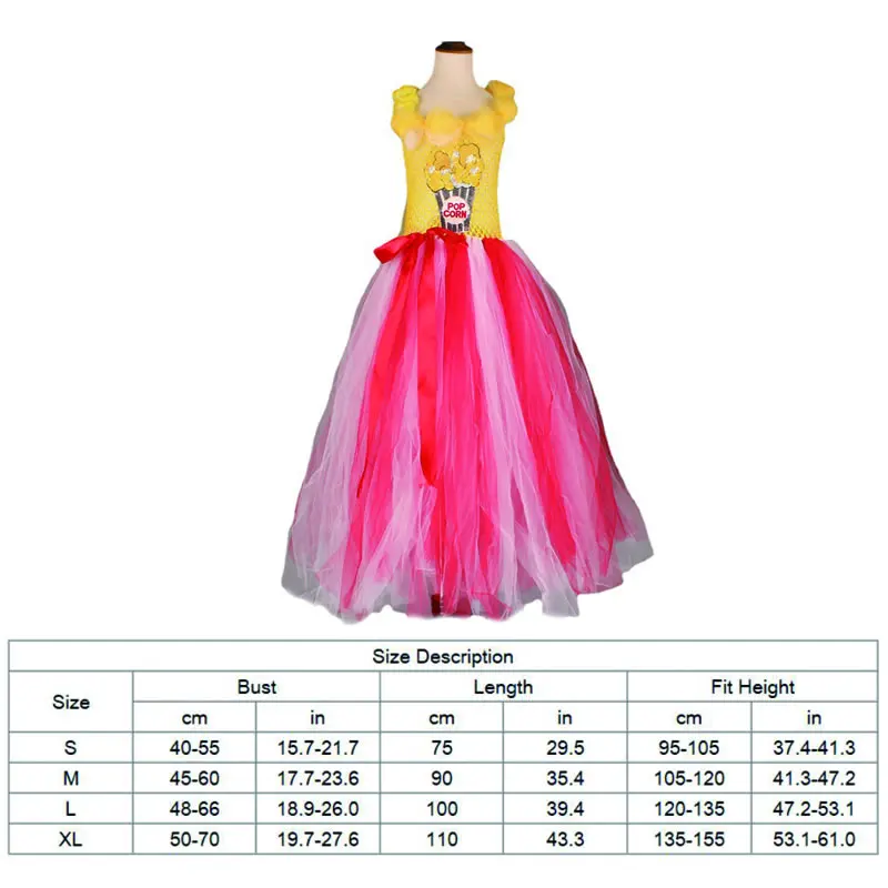 Halloween Popcorn Costume For Teen Girl Lace TUTU Dress Festive Child Up Sling Bow Princess Tunic Kid Party Frock Clothes