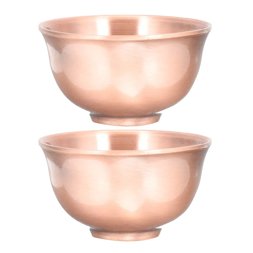 Juego de 2 Tazas de Té Chinas Vintage de Metal, Artesanía en Cobre, para Degustación de Té Kung Fu, Sake y Vino