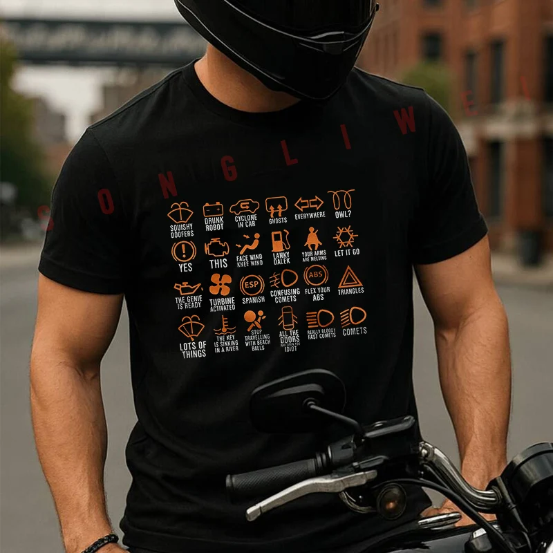 

Summer Funny Car Dashboard Icons T-Shirt Men Women Moto Breathable Quick Drying Racing Suit Short Sleeved Sports T Shirt