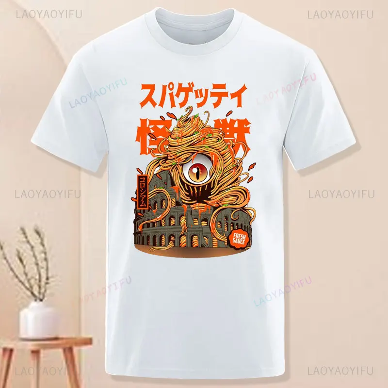 Funny Great Ramen Off Kanagawa Mens T Shirts Trendy 100% Cotton Short-sleev T-Shirt Hip Hop Harajuku Casual Loose Women Clothes