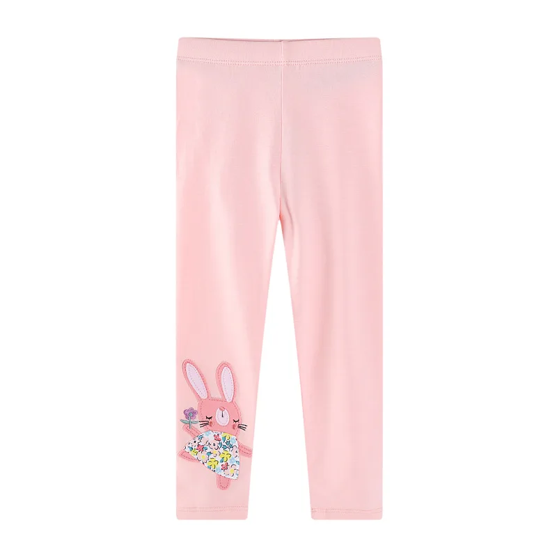

2025 Spring/Summer New Girls' Mid Waist Cotton Soft Rabbit Pattern Pink Elastic Leggings
