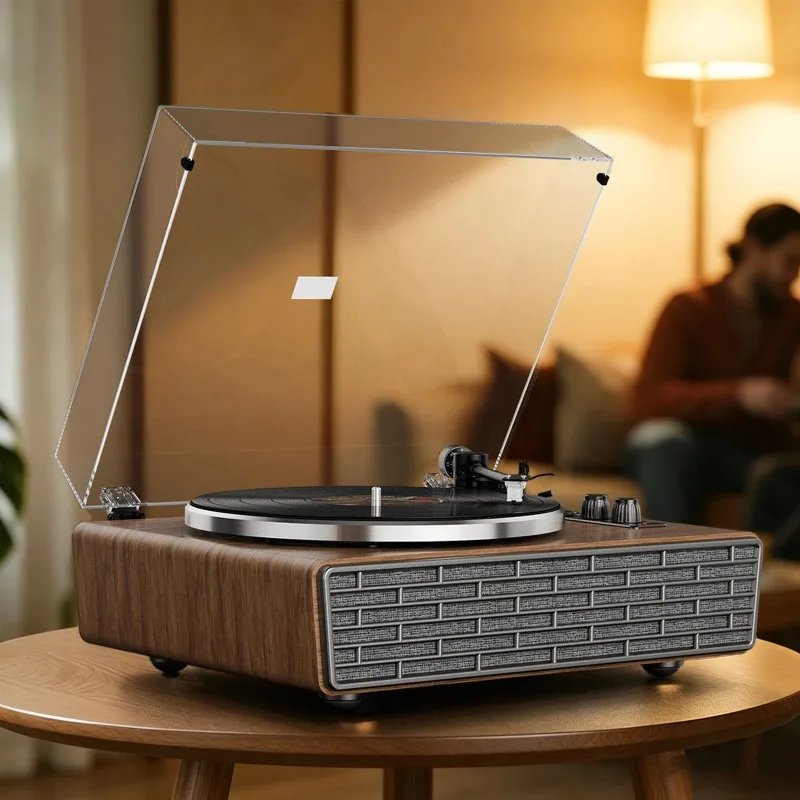 XJ-HOME All in One Vinyl Record Player with Speakers,Bluetooth Turntables AT-3600L,33/45RPM,2-Speed,AUX in/RCA Out