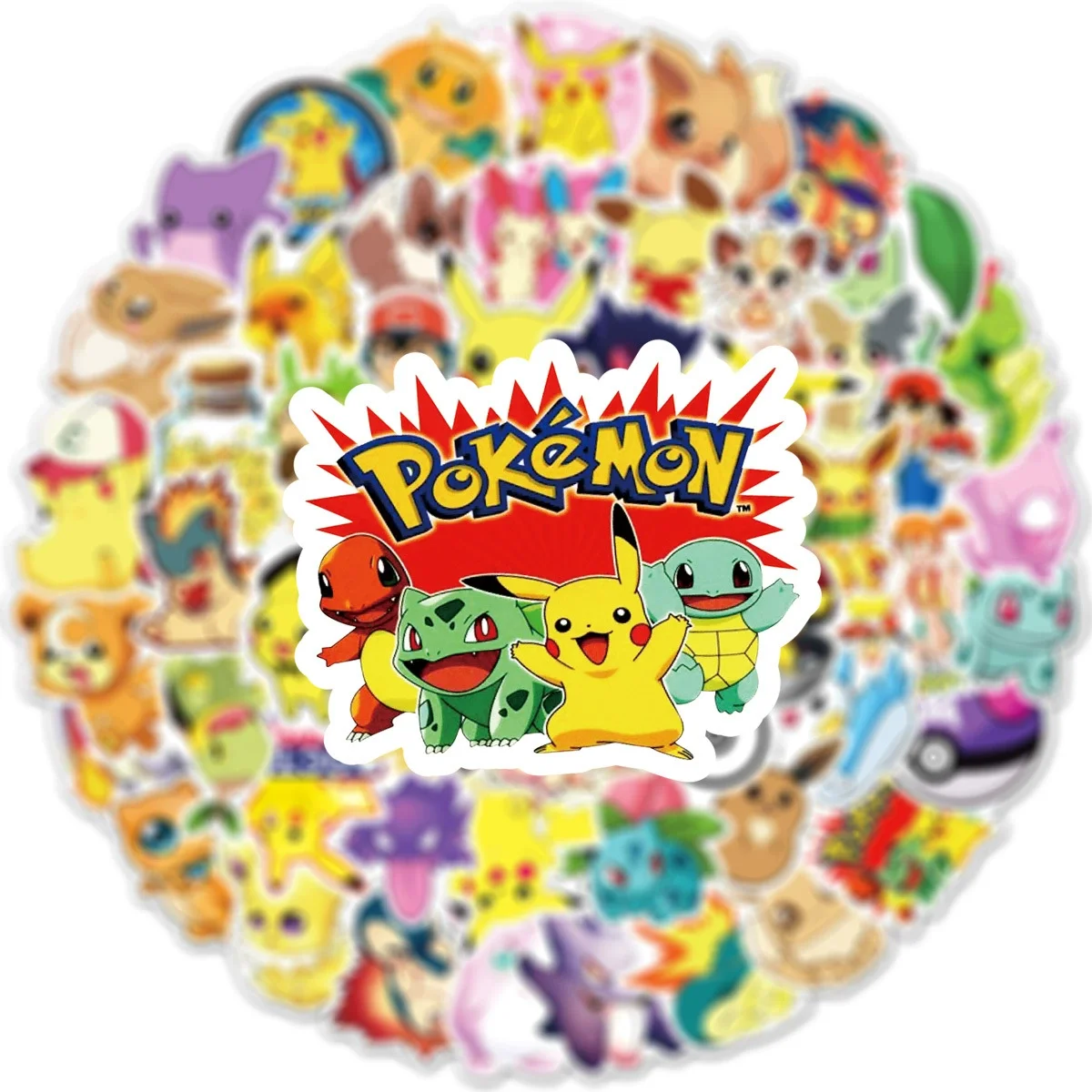 50/100pcs Anime Pokemon Stickers Pikachu Eevee Cartoon Decals Decoration DIY Laptop Car Skateboard Cool Kids Sticker Toys