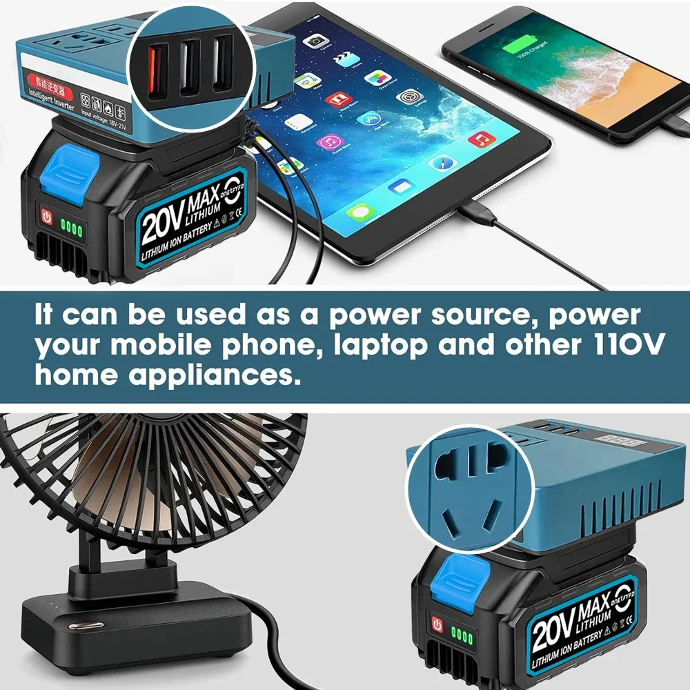 120W Power Inverter DC 18V To 220V Inverter Adapter Power Supply Inverter Multi-Function Household for Makita Battery