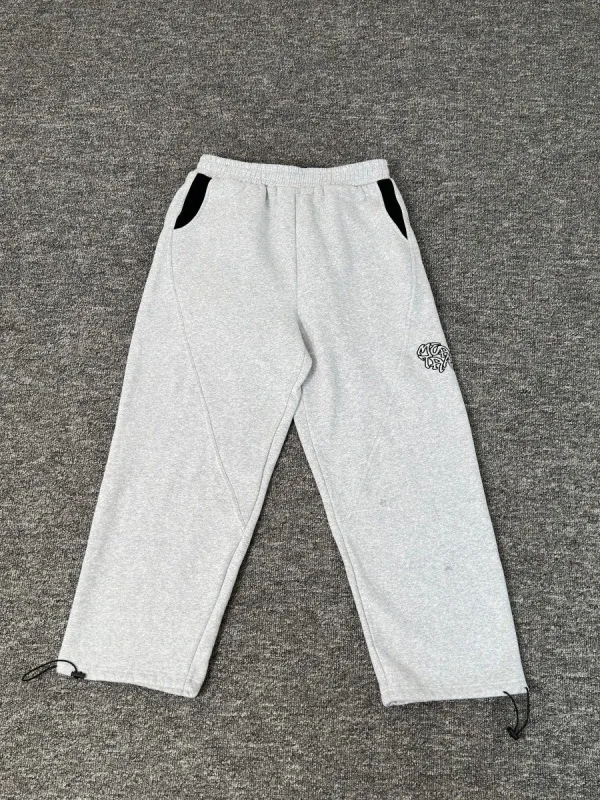 Casual American Street Letter Embroidery Logo Patched Fleece Lined Men's Straight Leg Pants High Waist Cotton Blend