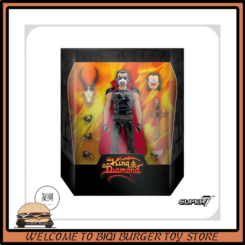 Original Super7 Figure King Diamond Action Figure 7 Inches Mercyful Fate Era Pvc Model Doll Collection Room Birthday Boys Gifts