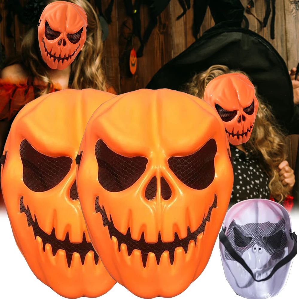 

2PCS Lightweight Halloween Pumpkin Skull Mask Easy To Wear Cosplay Masks for Halloween Scary Party Funny Realistic Mask Tool