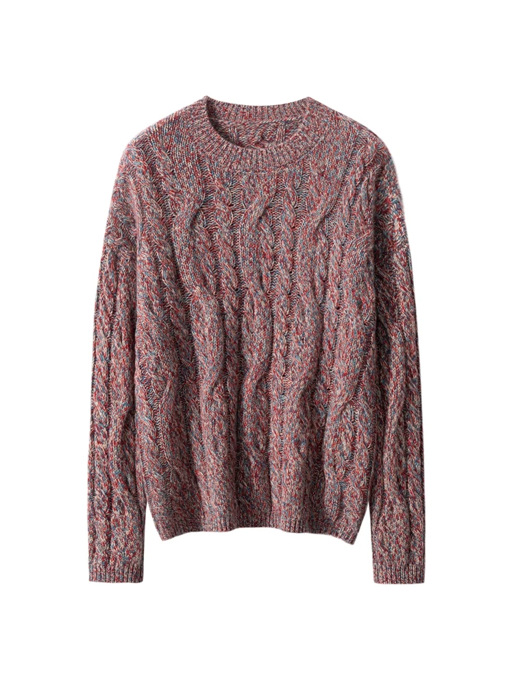 

Толстый женский 100% кашемировый вязаный пуловер в стиле ретро, свитер, осень-зима, однотонный, с круглым вырезом, теплая удобная одежда, топы