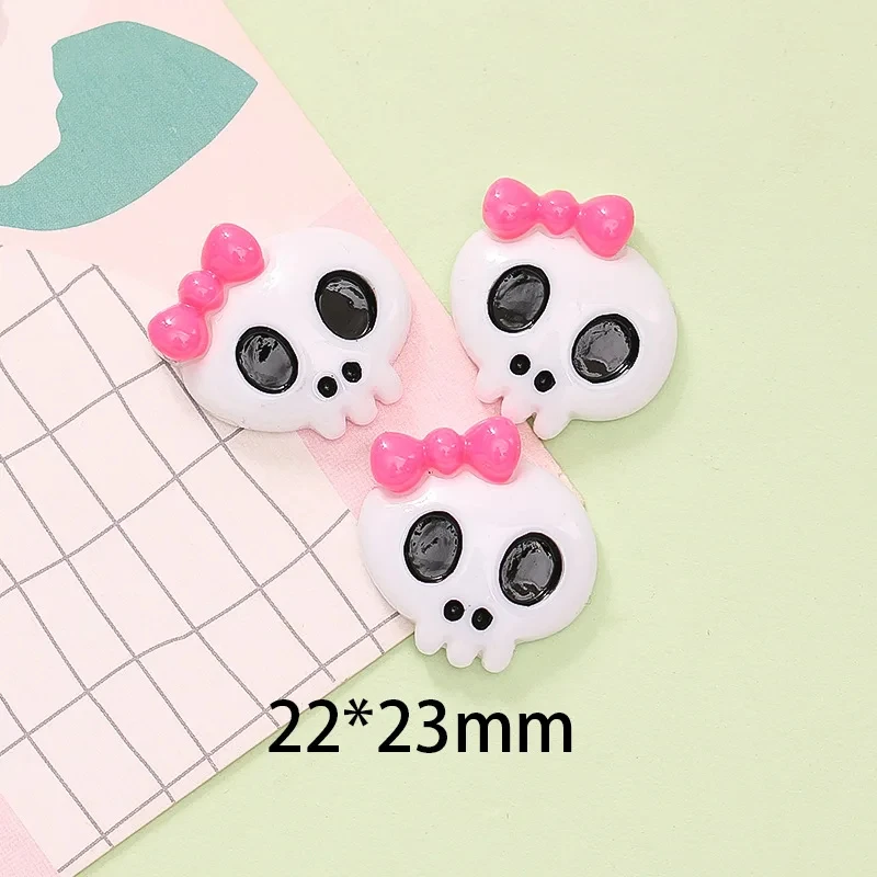 Crâne Fantôme en Résine pour Halloween, Accessoires de Décoration Artisanale, à Dos pio, pour Scrapbooking, DIY, Kawaii, sulfBreloques pour Nail Art, 10 Pièces