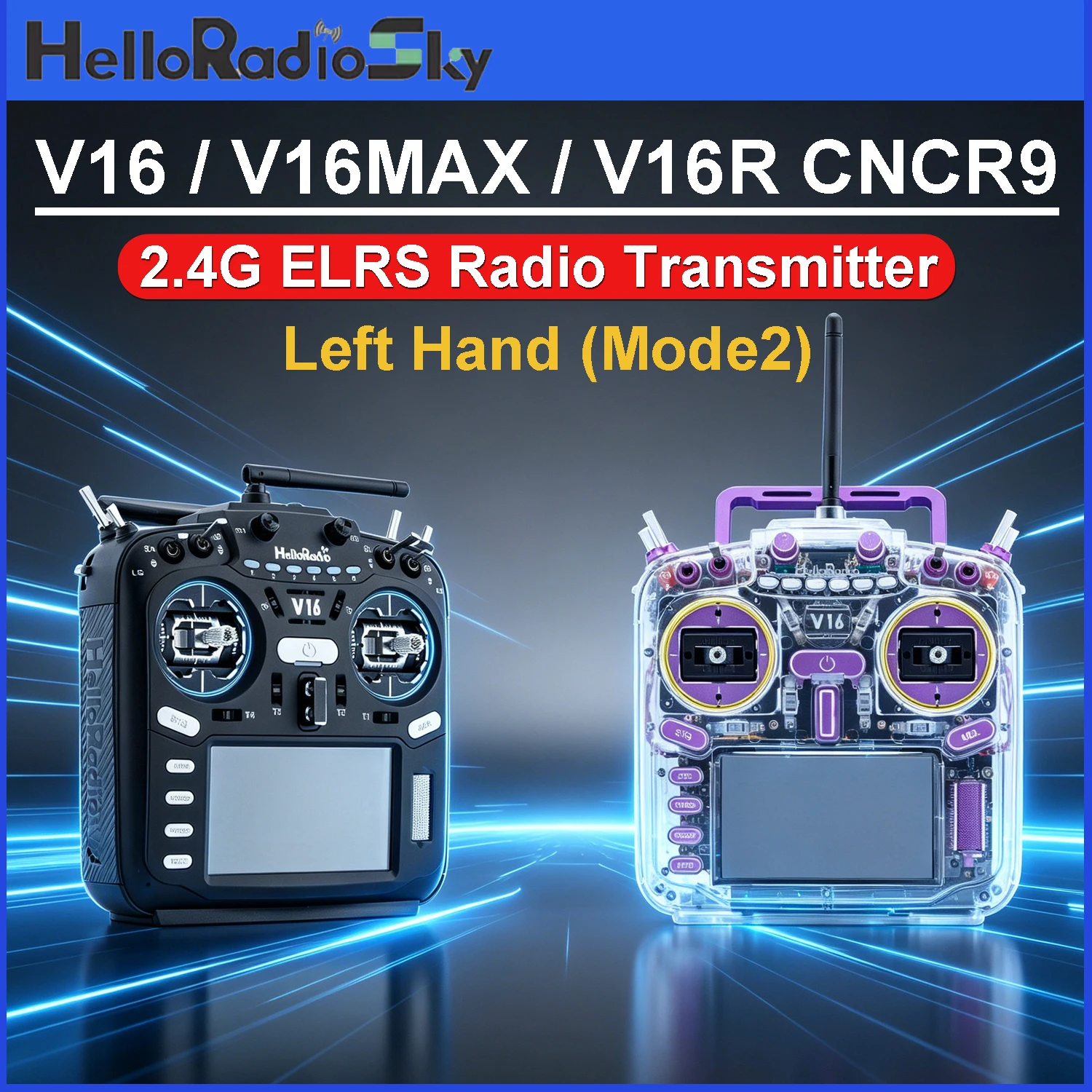 

HelloRadio V16/V16MAX/V16R CNCR9 Board Control Remote Control 2.4G ELRS Radio Transmitter 4.3-inch Touch Screen for RC Drones