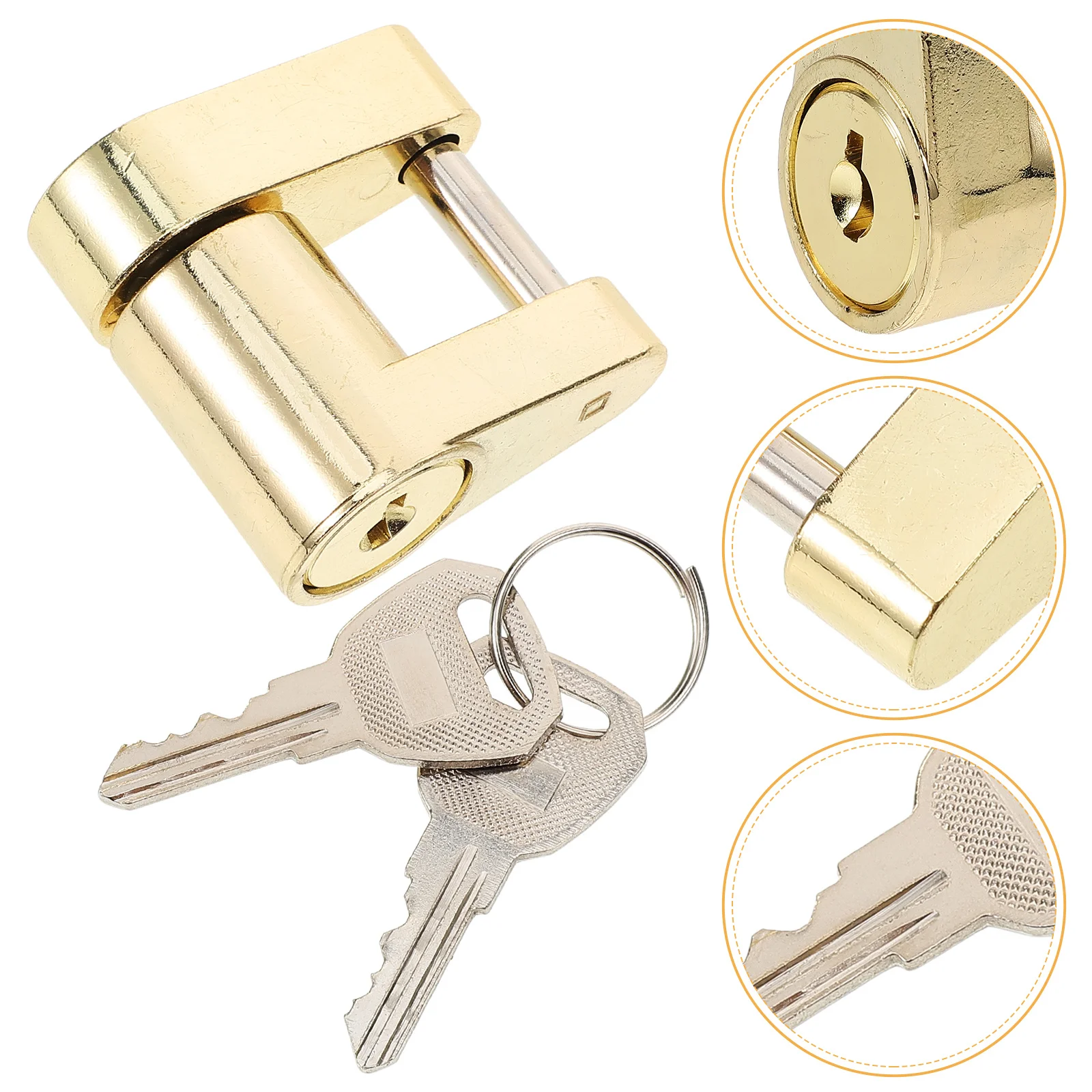 

Coupler Lock 6Mm Solid Brass Core Zinc Alloy Body Theft Resistant For Security Trailer Hitch Lock Trailer Padlocks