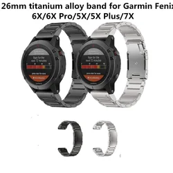 สายโลหะผสมไทเทเนียม22 26มม. สำหรับ Garmin Fenix 6X Pro/6X/5X/5X plus/ 7X watchband สำหรับ TIX 7 /descent MK2/INSTINCT 1/2กำไลข้อมือ