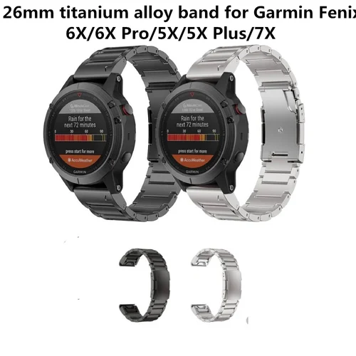 Correa de aleación de titanio de 22 y 26mm para Garmin Fenix 6X Pro/6X/5X/5X Plus/7X, pulsera para Tactix 7/Descent MK2/Instinct 1/2