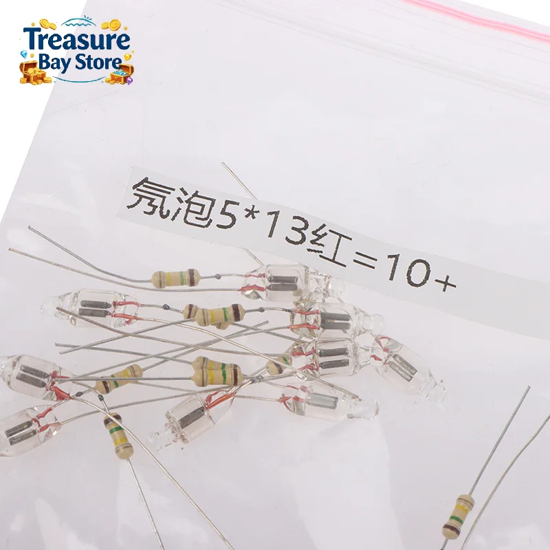 

10Pcs Neon Light Bulbs 4*10mm 5*13mm Main Power Indicator With Resistance 220V Red/Blue/Green