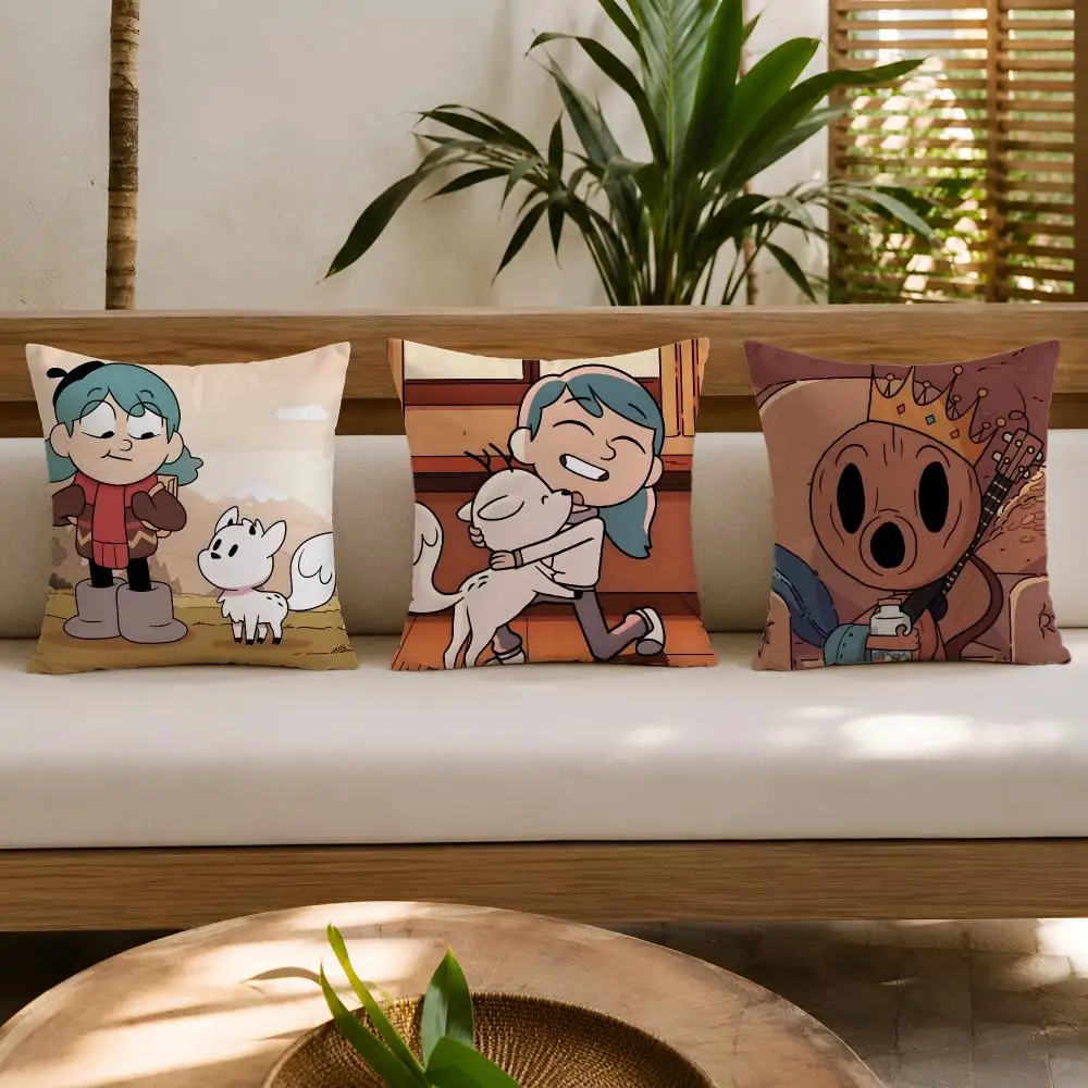 Cartoon H-Hilda Cushion Cover Wrinkle-Resistant Short Plush Pillow Covers Breathable Machine-Washable