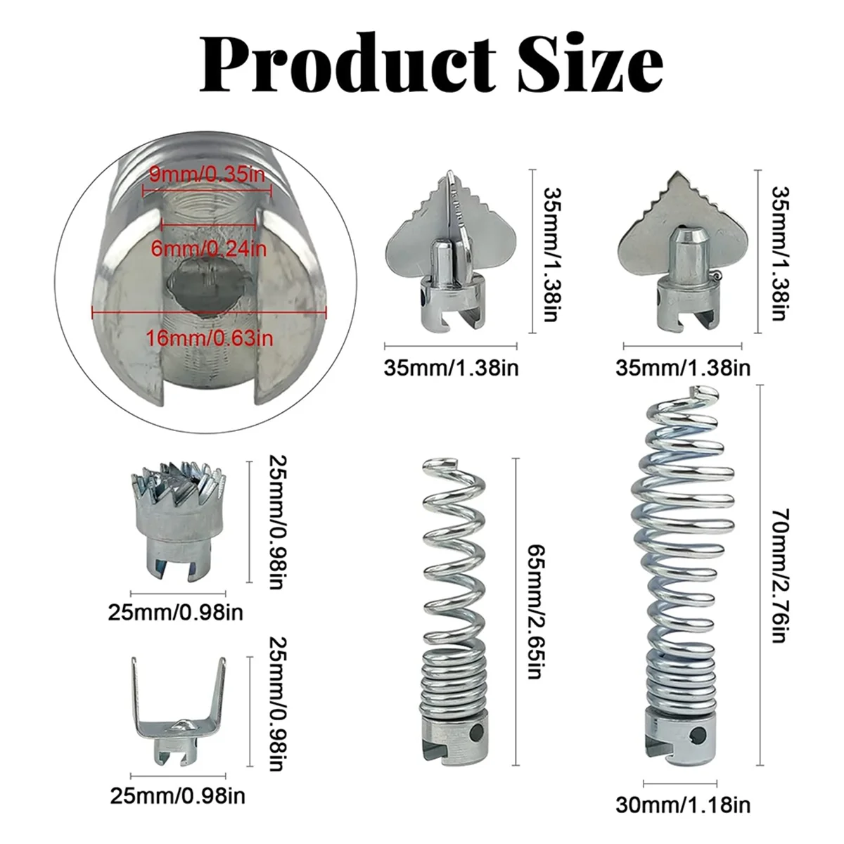 Beauty Drainage Cleaner Combination Cutter Head Set Automatic Head Locking Head Suitable for Pipe Dredging Machine 7-Piece Set