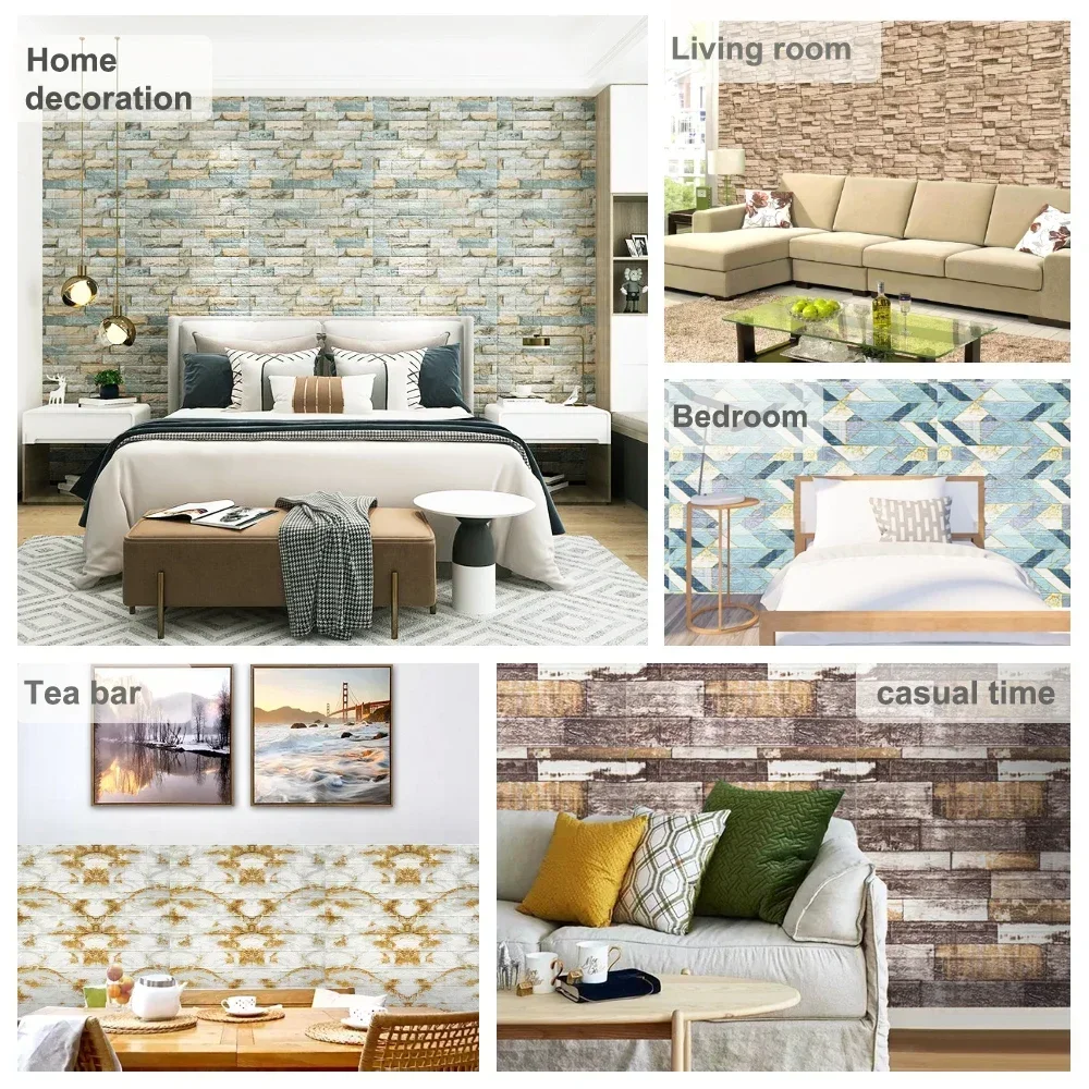 Imitation brick retro Wall papers thick 2.5mm Self-adhesive Waterproof Wall Stickers Home dector for Living room bedroom Office