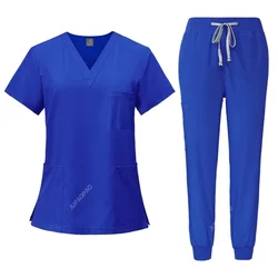 New Scrubs Set Medical Uniforms Stretch Scrub Tops With Pocket Pants Nurse Uniform Doctor Surgery Overalls Beauty Salon Workwear