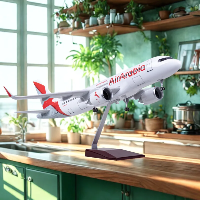 

1/80 Scale Model Planes A320 NEO Arabia Air Airlines Light With Wheel Landing Gear Toy Resin Die-cast Airplane for Collection