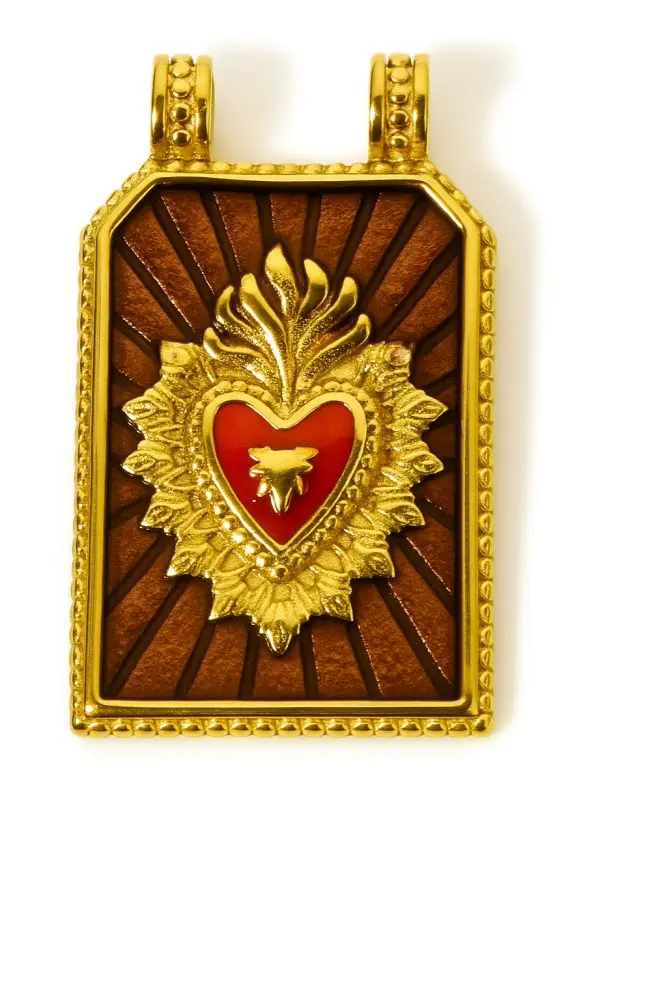 1 Piece Black Brown Heart Pendant 14K Real Gold Plated Stainless Steel Charms For Jewelry Making DIY Finding 3.2x1.9cm
