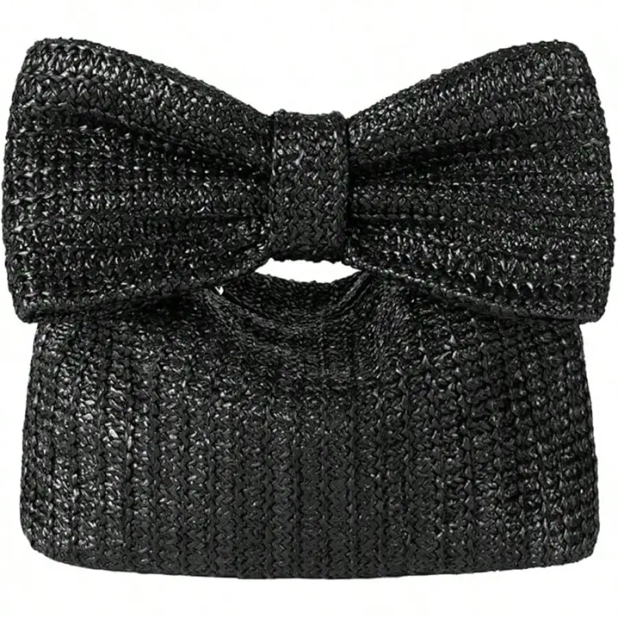 

Bow Straw Clutch Purses Women Summer Woven Rattan Handbags Wicker Beach Tote Bag