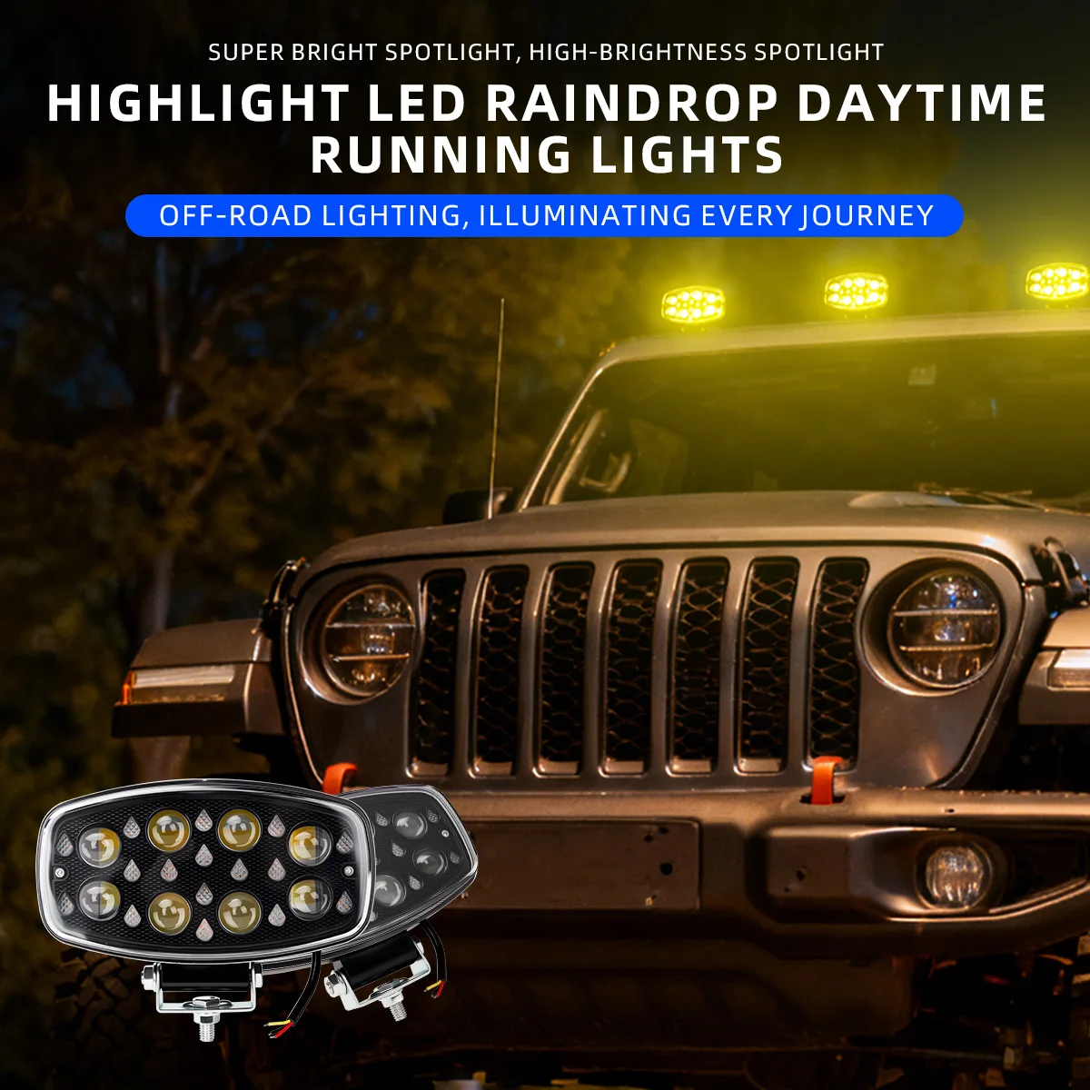 2pcs 5inch Aluminum Flood Work Light Off Road Spotlight Dual Color Universal Automobile Truck Driving Fog Headlights DRL 12V