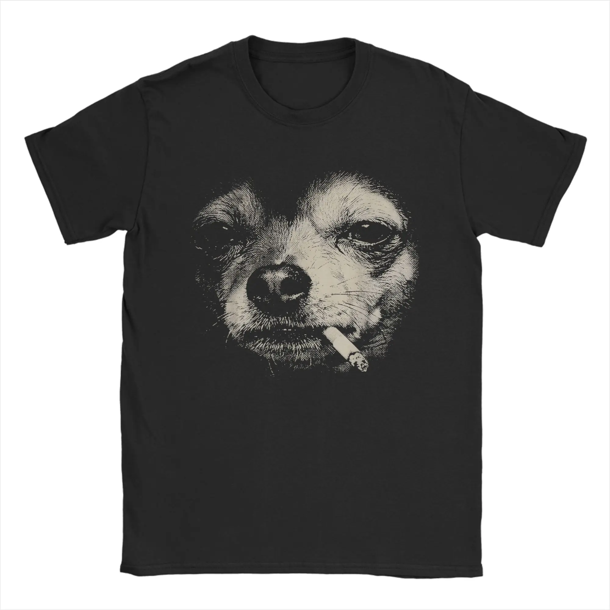 Men's Animals Smoking Mens Women Cute Cat Dog Duck Meme T Shirt Cotton Clothes Leisure Round Neck Tee Shirt Original T-Shirt