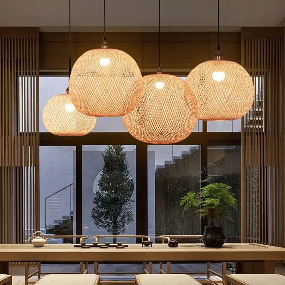 

Japanese Style 50CM Bamboo Pendant Light Lantern Handmade Bamboo Chandelier Ceiling Hanging Light for Restaurant, Living Room