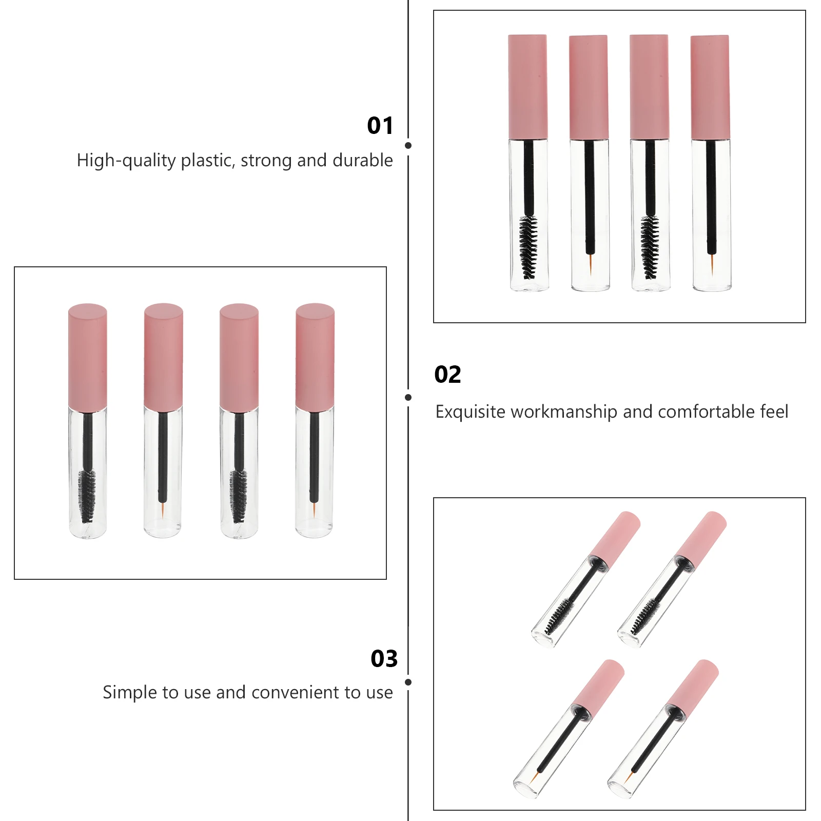 หลอดมาสคาร่าแบบเติมได้ 4 ชิ้น วัสดุใสจากสัตว์เลี้ยง น้ำหนักเบา ขวดเปล่าสำหรับเดินทาง ใช้งานง่าย ทนทาน