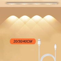 Ultra thin LED Cabinet Light 20/30/40CM PIR Motion Sensor Wireless USB Rechargeable Night Light Wardrobe Light Kitchen Lighting