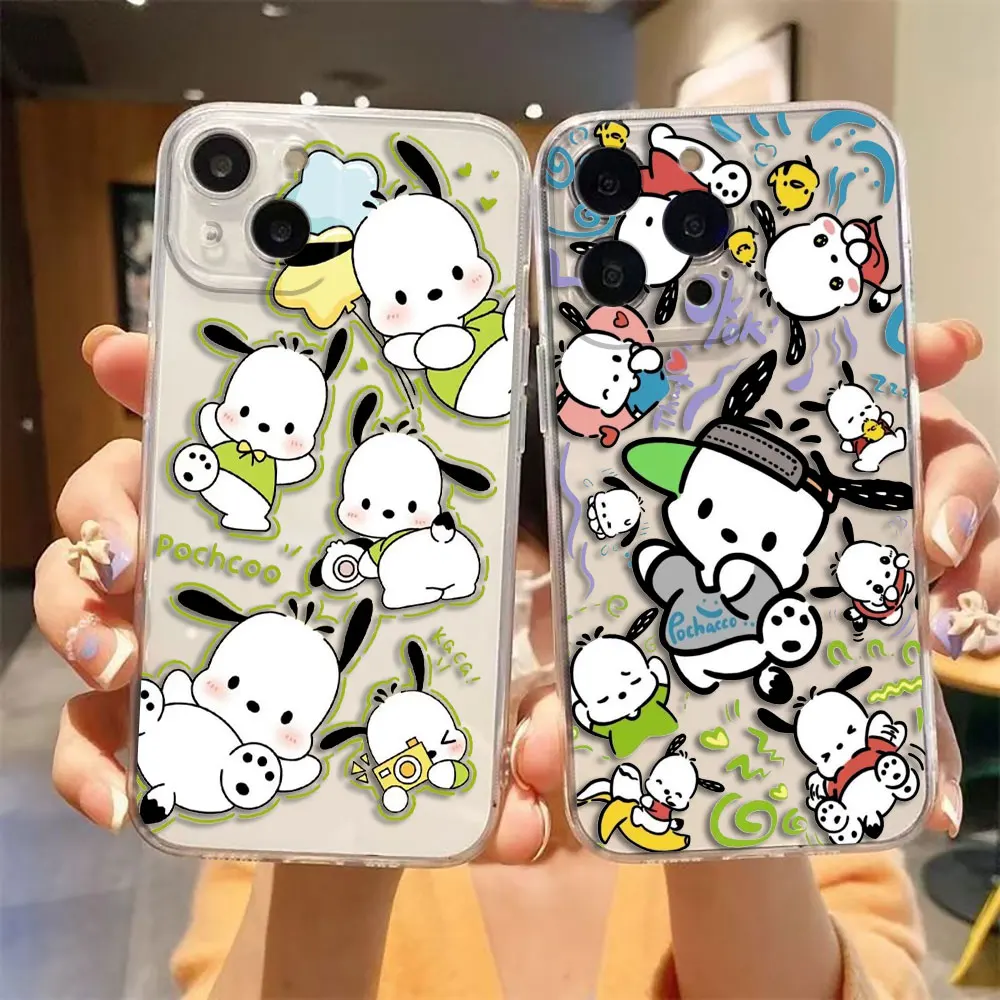 Cartoon Cute Dog Pochacco Cover Clear Phone Case For Samsung Galaxy S25 S24 S23 S22 S21 S20 S10 FE M23 M54 PLUS ULTRA Case Funda