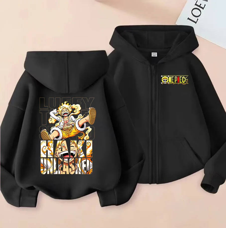 OnePiece Kids' Zip-Up Hoodie (Fall/Winter 2026) Featuring Luffy/Chopper Prints—casual, Cute, and Perfect for Outdoor Activities.