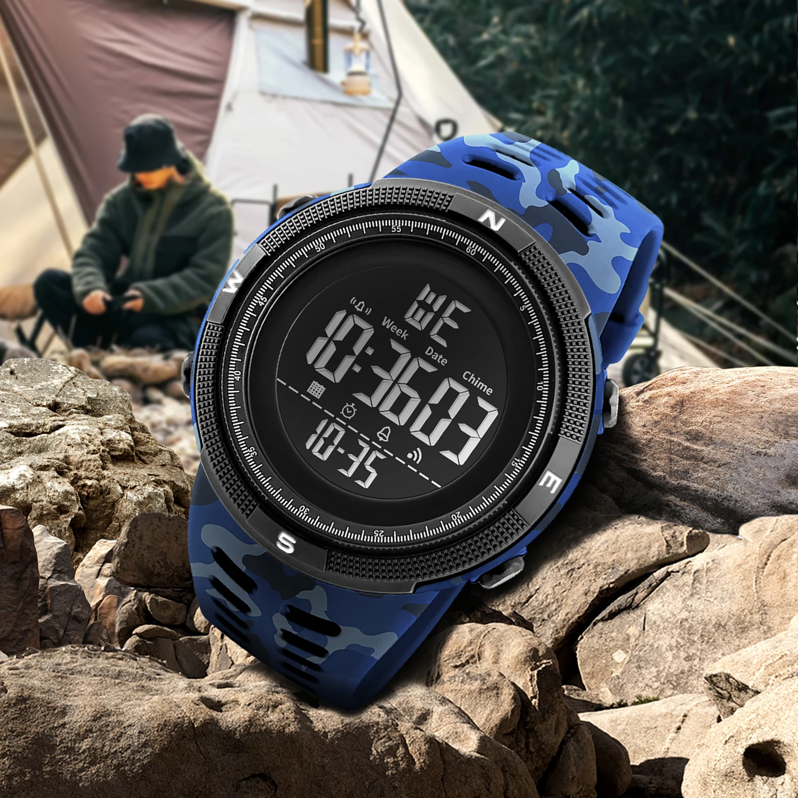 SMAEL Brand New 1915 Camouflage Digtal Single Waterproof  Shock Resistant Alarm And Week Display  Watch For Men