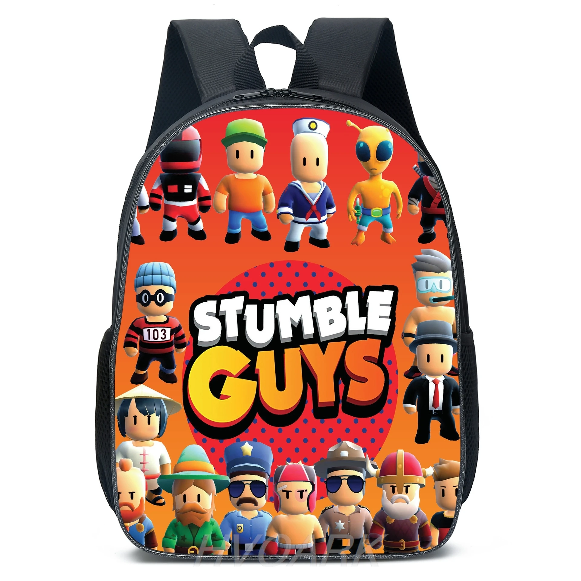 Stumble Guys School Bags para meninos e meninas, mochilas para desenhos animados, software primário, leve, infantil, 15\