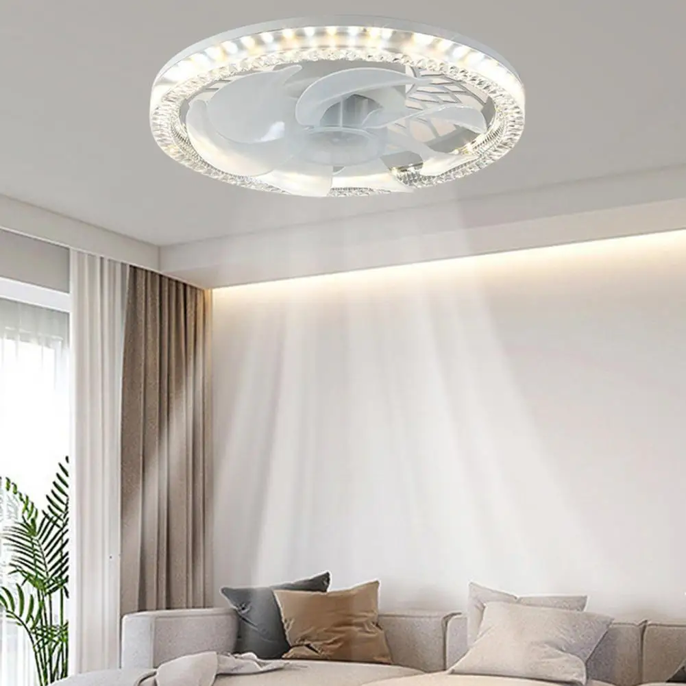 

Quiet Operation Bedroom Fan Modern Flush Mount Ceiling Fan with Lights Remote Control Adjustable Led Colors for Bedroom for Home