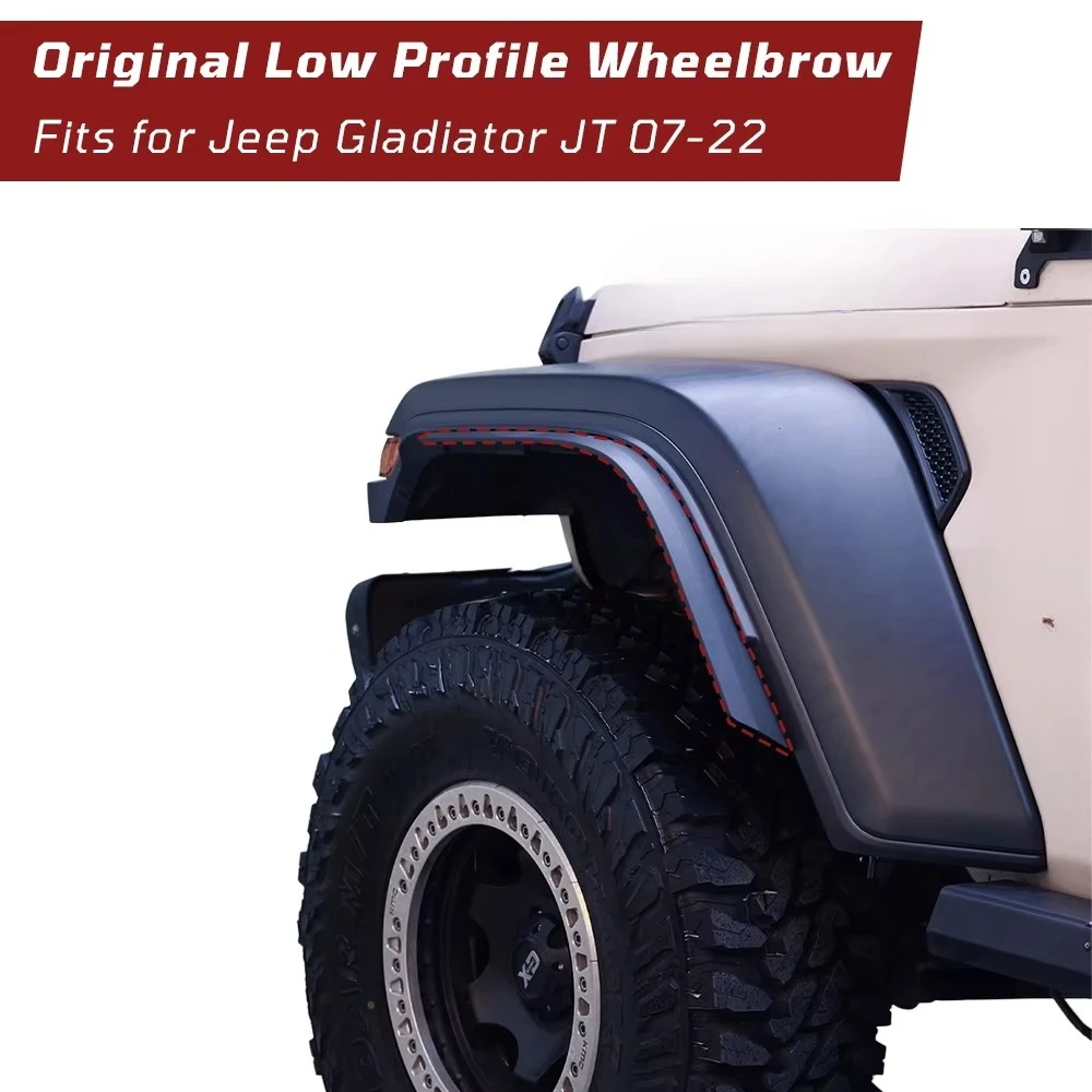 Off-road Wider Wheel Eyebrow For Jeep Gladiator JT 07-22 Fender Flare Kit Extension Strip Eyebrow Arch