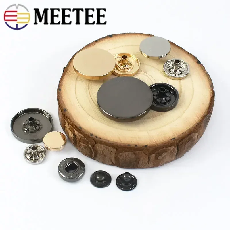 20Sets Meetee 10-25mm Metalen Snap Drukknopen Knoppen Plaksteen Bevestigingsmiddelen voor Portemonnee Kleding Jas Jas lederen Craft Accessoires