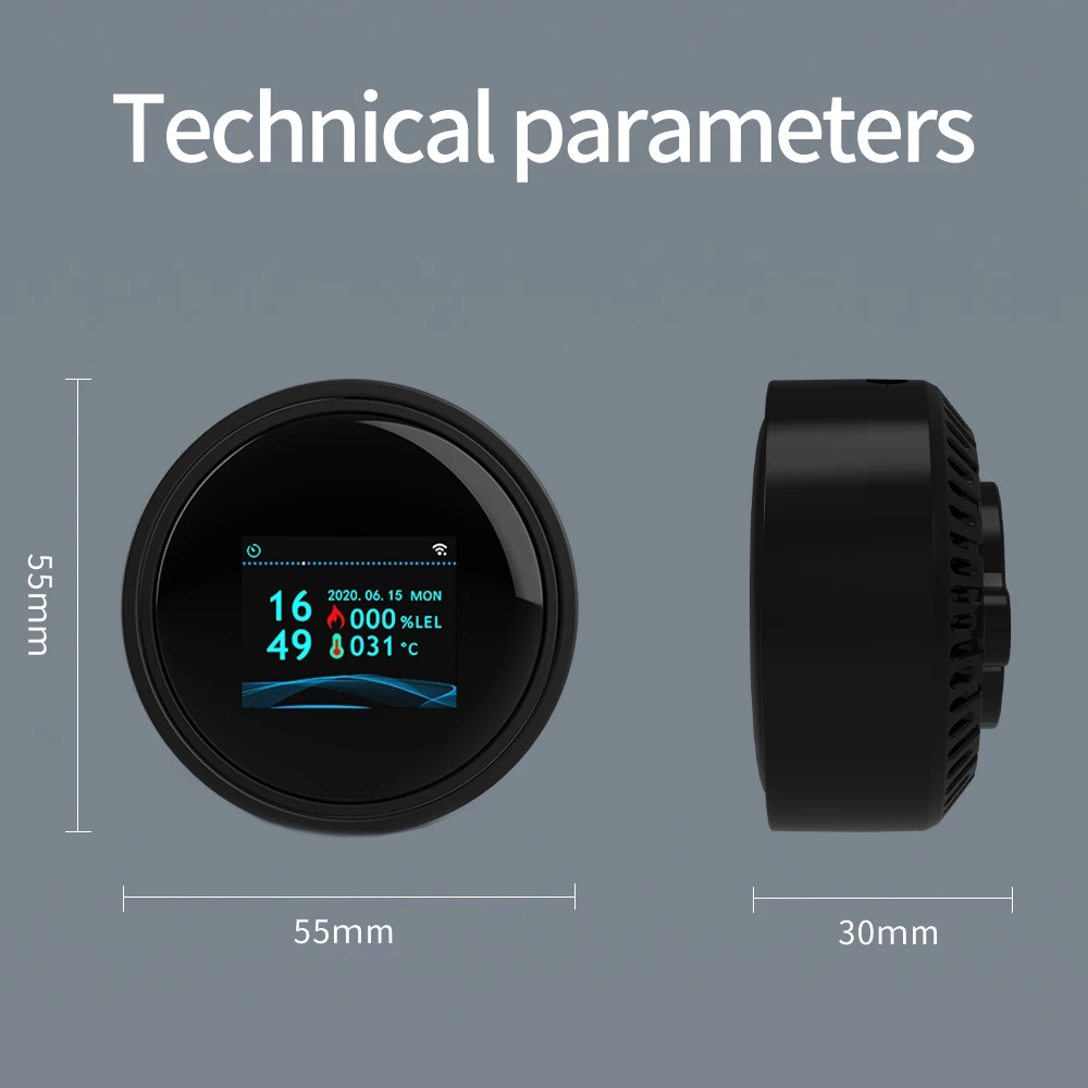 Tuya Wifi Leak With Temperature Function Combustible Gas Detectors Support Home Smart Life Natural Gas Alarm Sensor LCD Display
