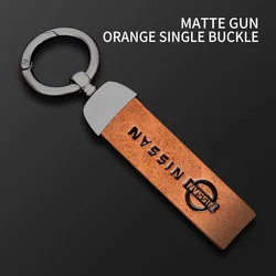 Car Key Ring Luxury Genuine Leather Keychain Pure Color Buckle For Nissan Qashqai X J10 J11 Trail Tiida Juke Auto Accessories