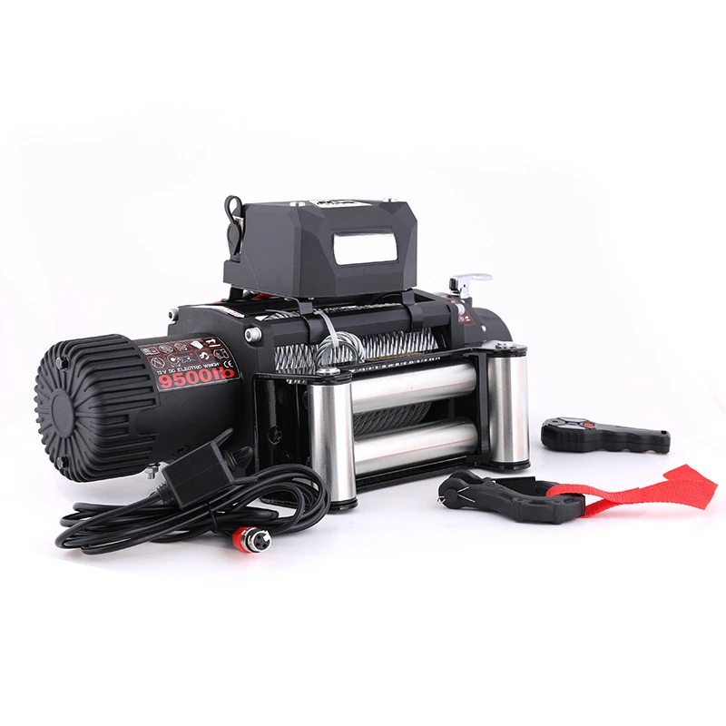 Suitable for 12V 9500 Pounds Vehicle-Mounted Steel Wire Rope Electric Winch off-Trap Traction Self-Rescue