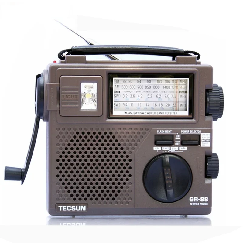 All-band Portable Digital Radio Receiver Emergency Light Radio Dynamo Radio with Built-In Speaker Manual Hand Power GR-88P