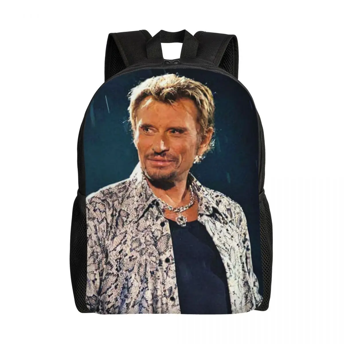 

Customized Johnny Hallyday Laptop Backpack Men Women Basic Bookbag for School College Student French Pop Singer Bags