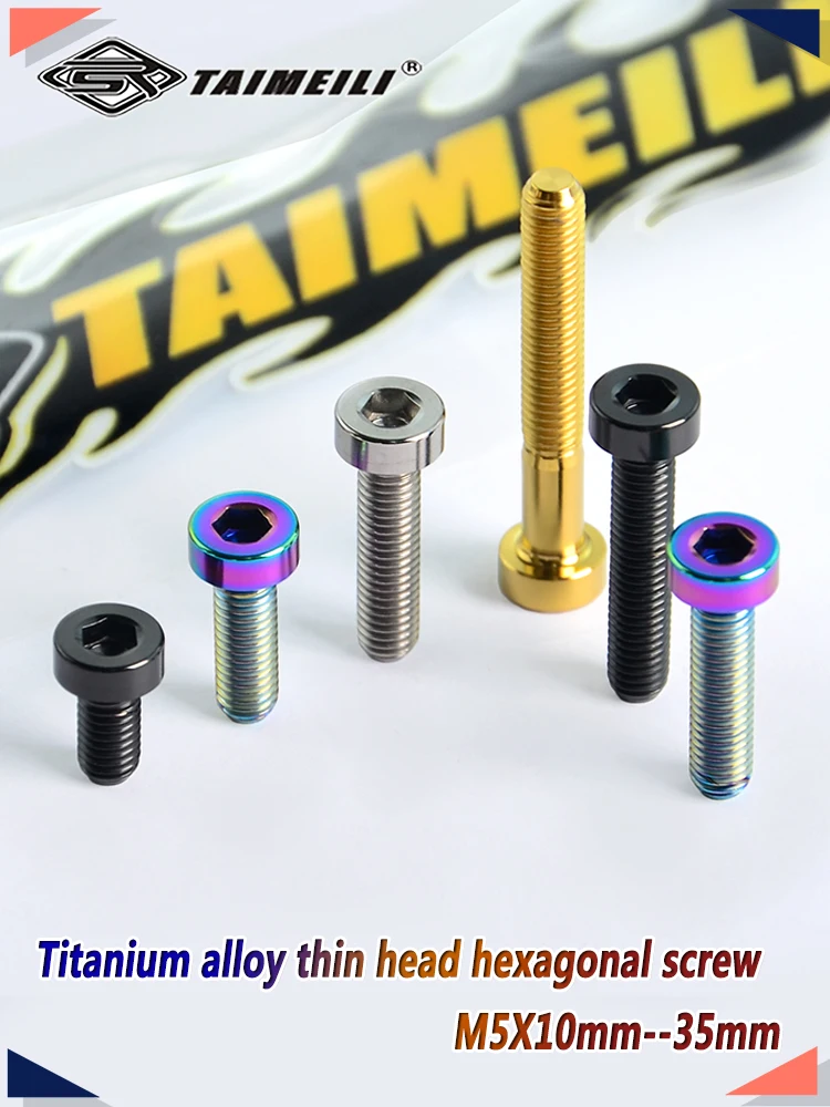 AliExpress TAIMEILI Titanium Alloy Low Thin Head Hex Socket M5x10/15/20/25/30/35mm Motorcycle Bike Replacement Fasteners 1/2/4/6/8/10Pcs